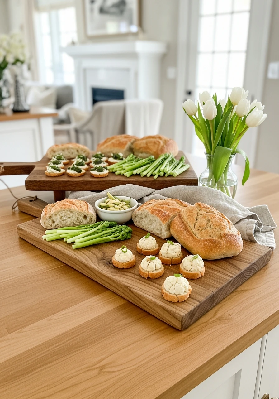 Warm Wood Serving Boards - 50 Best Spring Tablescapes Ideas