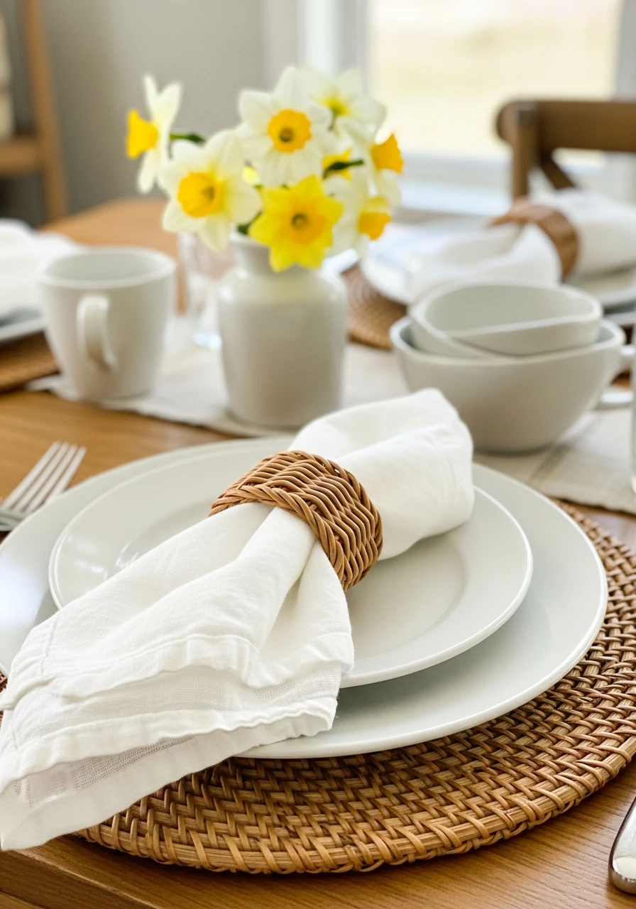 Wicker Napkin Rings - 50 Best Spring Tablescapes Ideas