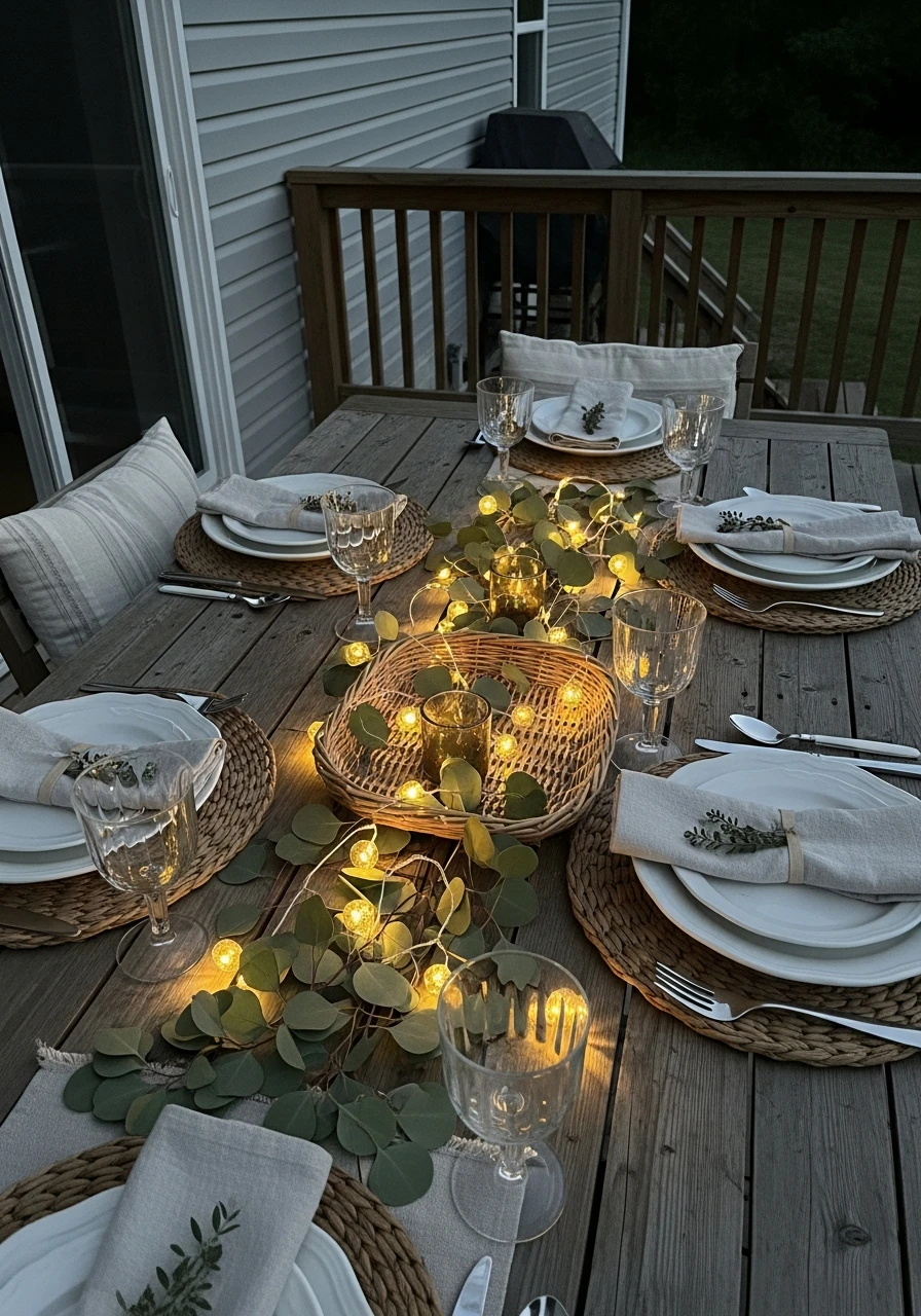 Subtle String Lights - 50 Best Spring Tablescapes Ideas