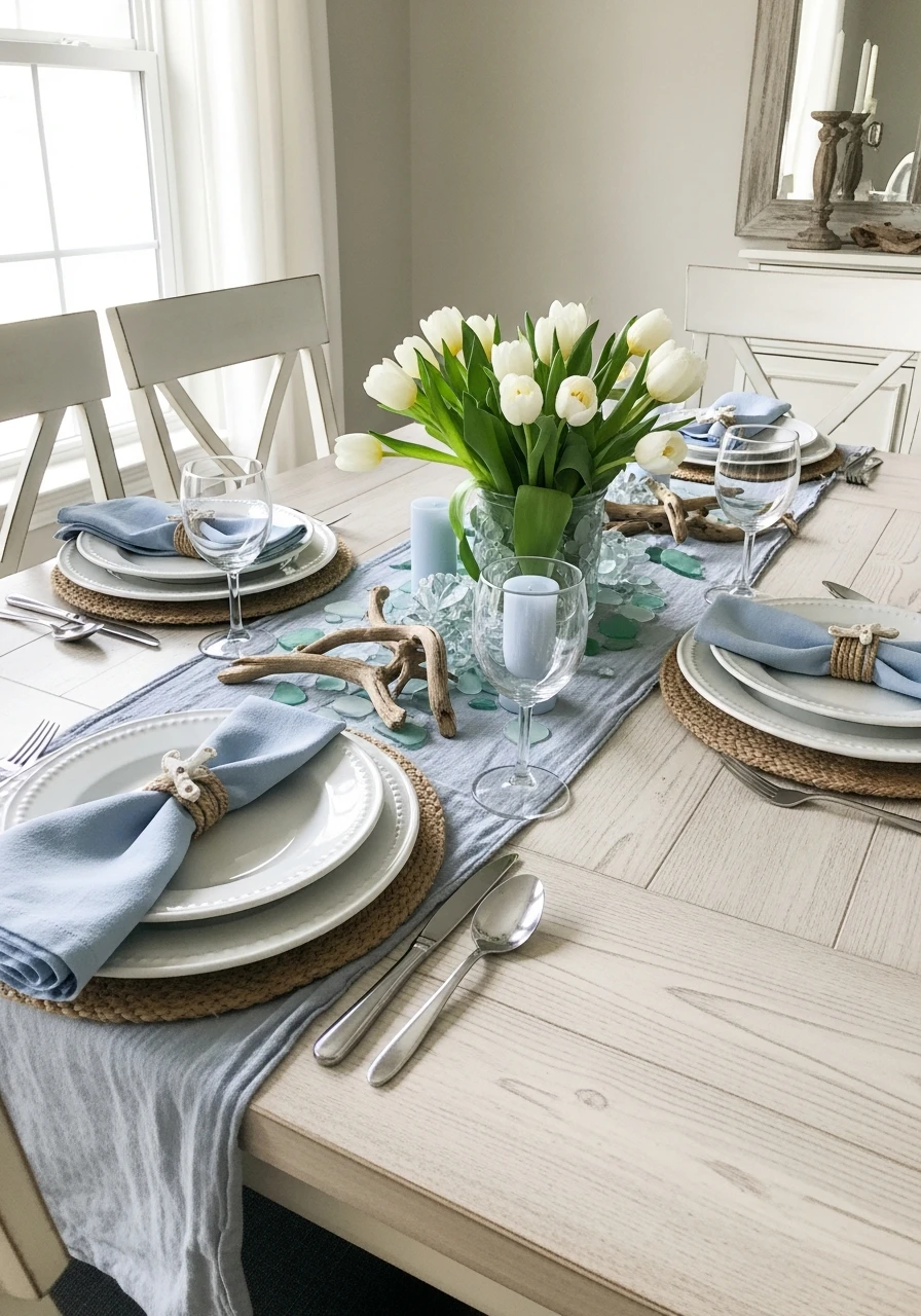 Breezy Coastal Spring - 50 Best Spring Tablescapes Ideas