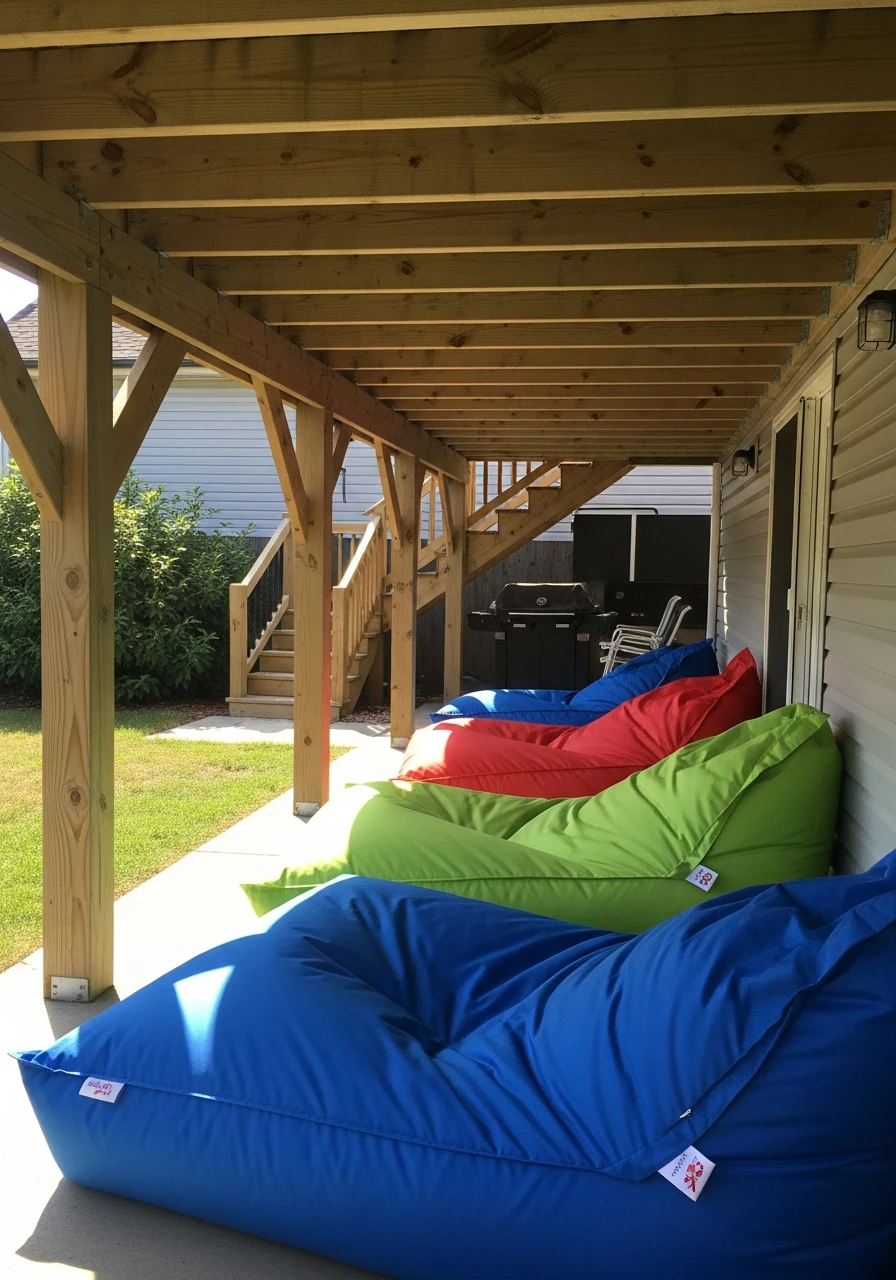 Fun Outdoor Bean Bags - 50 Genius Under Deck Patio Ideas You Need Now