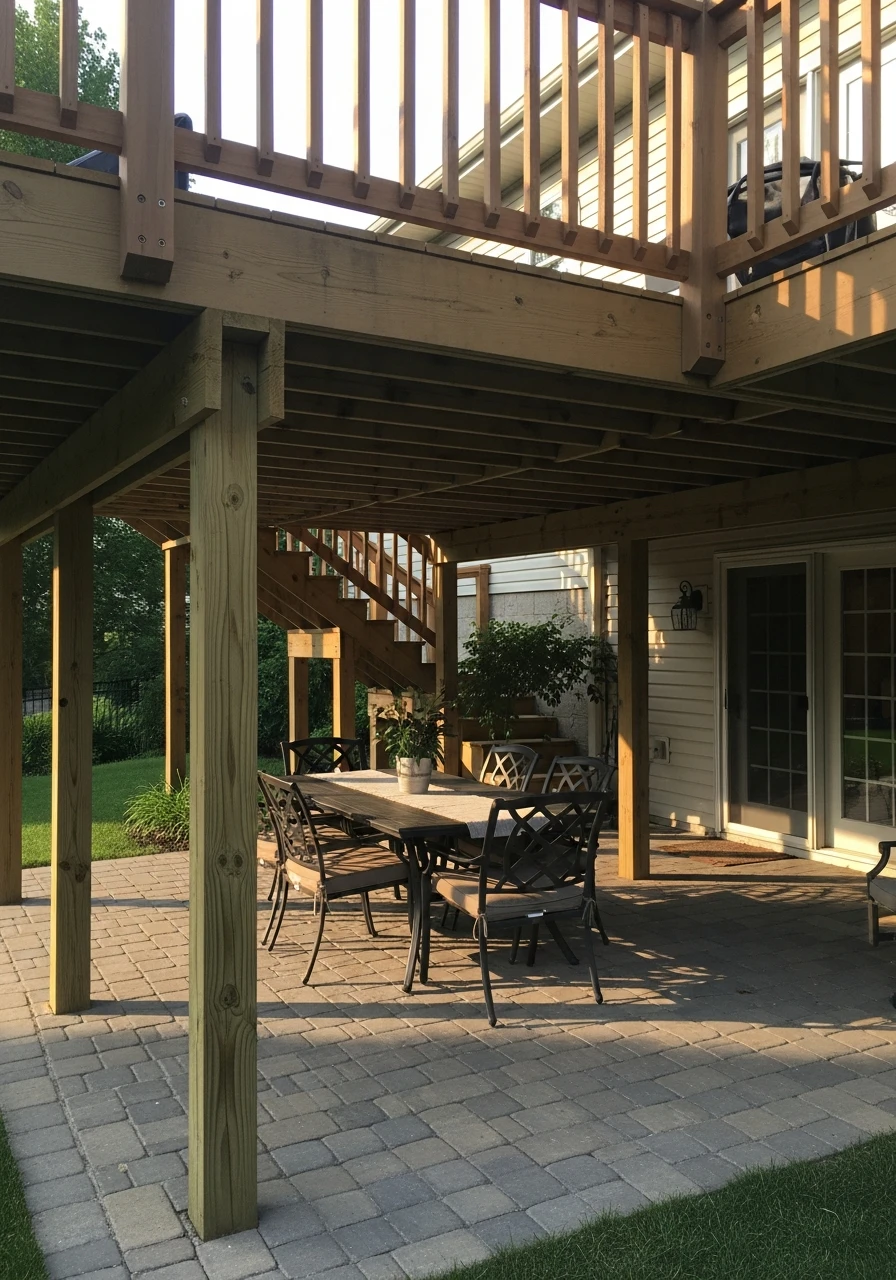 Shaded Outdoor Dining Room - 50 Genius Under Deck Patio Ideas You Need Now