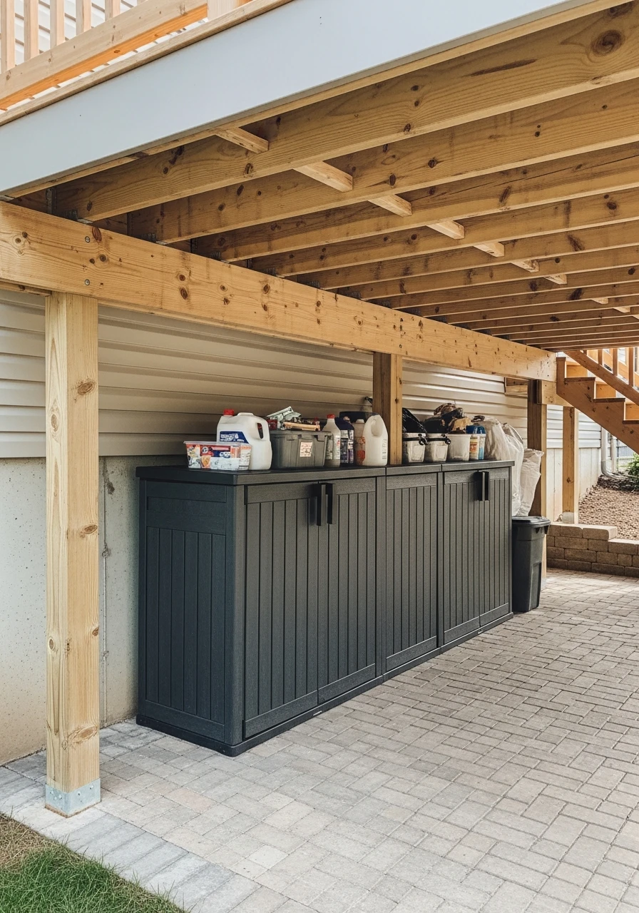 Organized Storage Cabinets - 50 Genius Under Deck Patio Ideas You Need Now