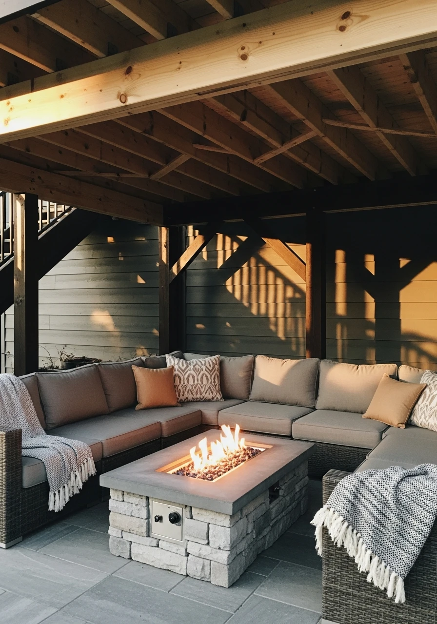 Fire Pit Seating Area - 50 Genius Under Deck Patio Ideas You Need Now