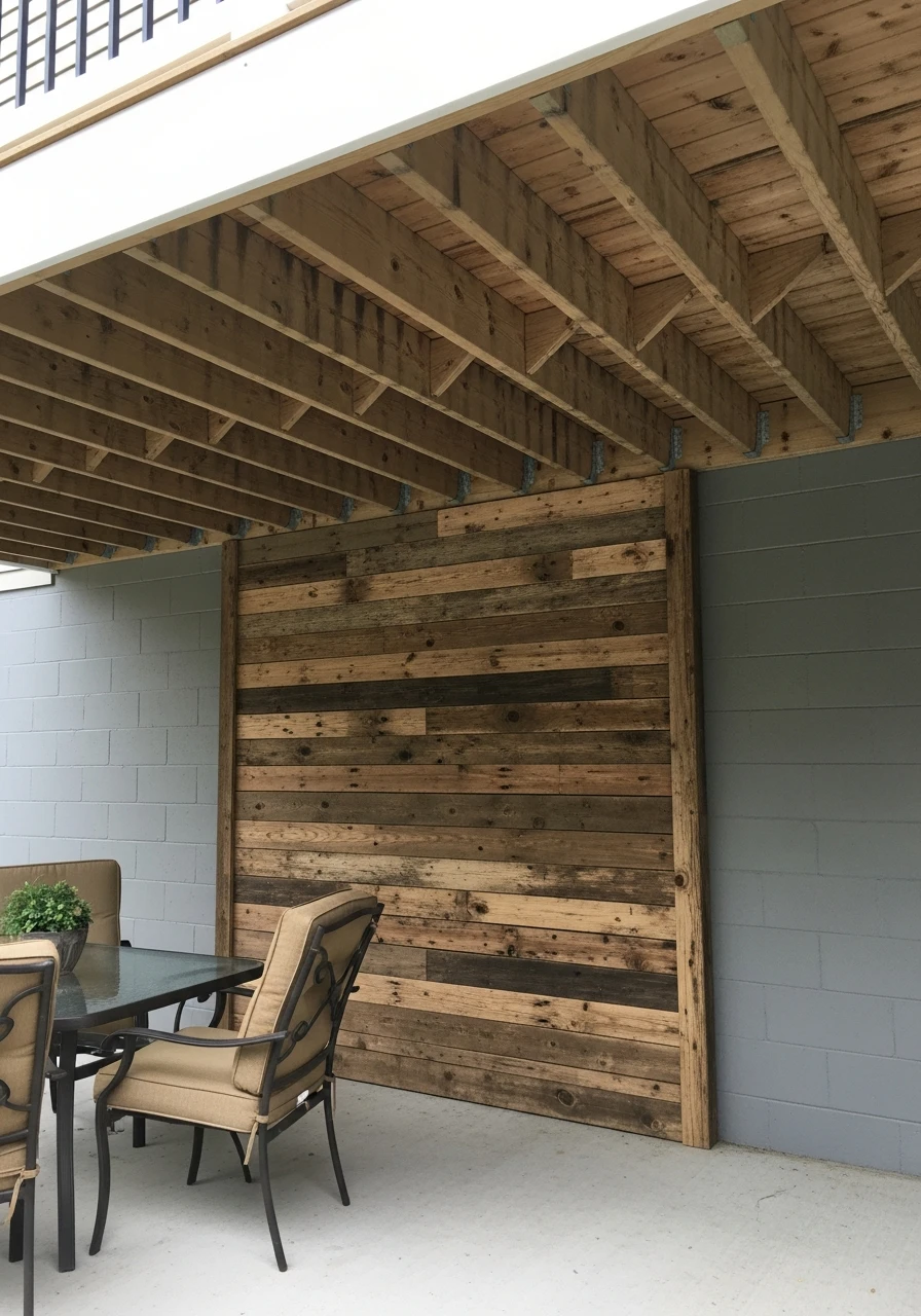 Rustic Wood Accent Wall - 50 Genius Under Deck Patio Ideas You Need Now