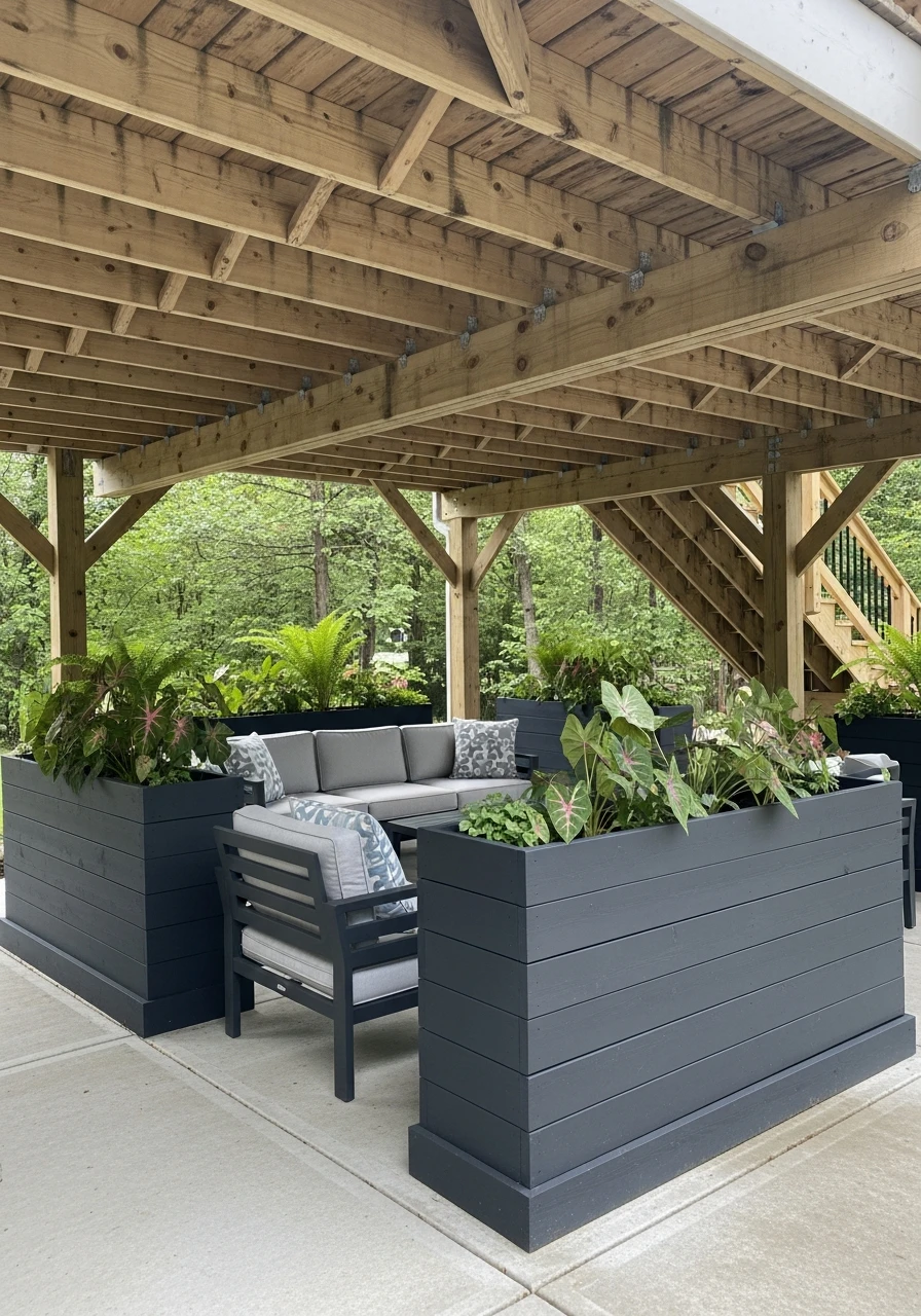 Matching Planter Design - 50 Genius Under Deck Patio Ideas You Need Now
