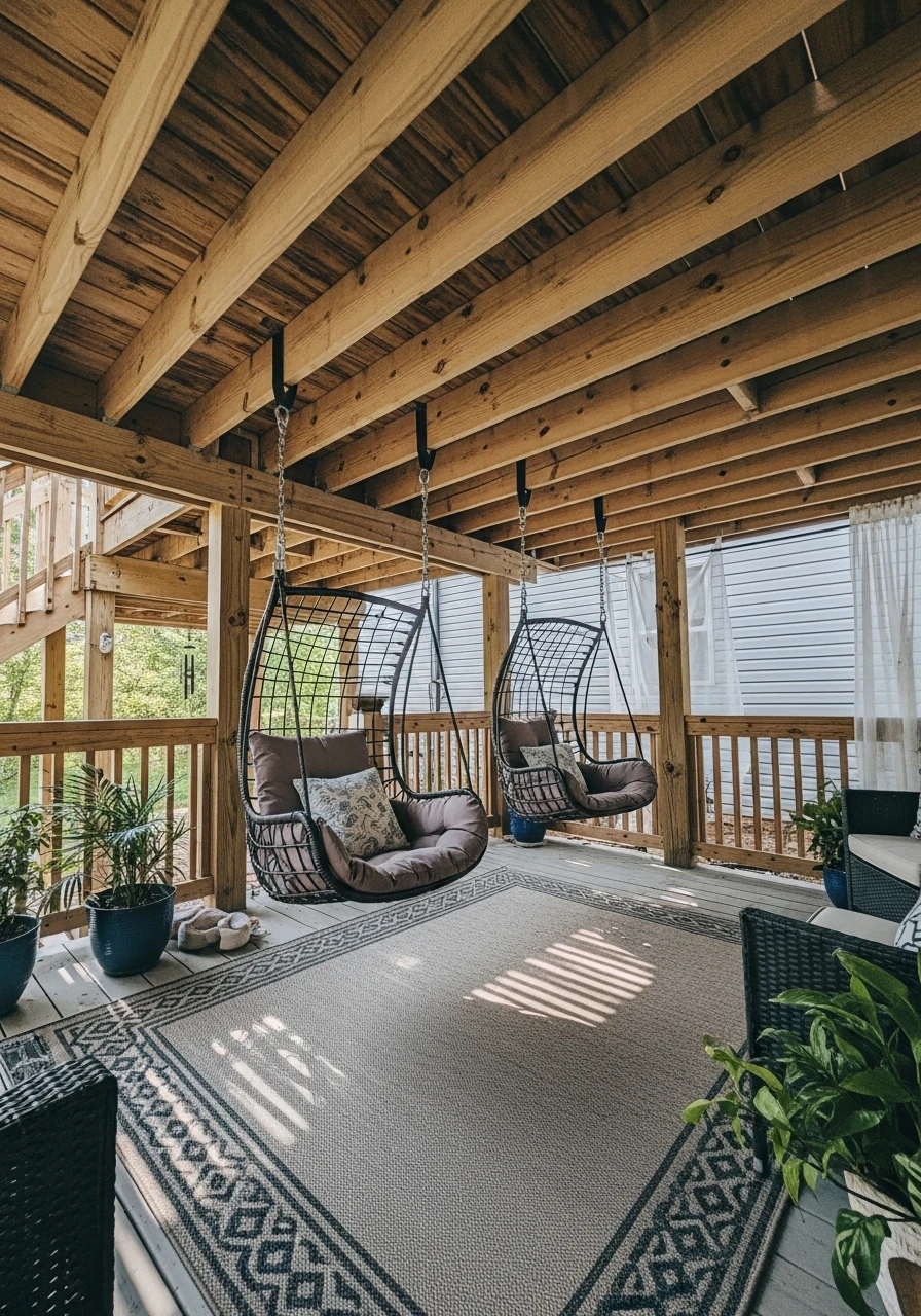 Relaxing Hanging Swing Chairs - 50 Genius Under Deck Patio Ideas You Need Now