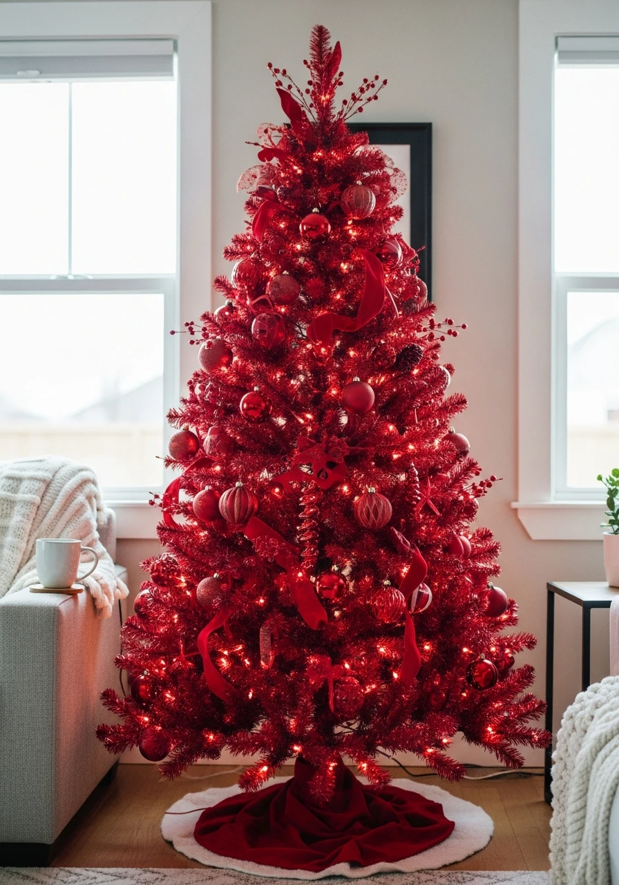 All Red Statement Tree - Valentines Day Tree Ideas