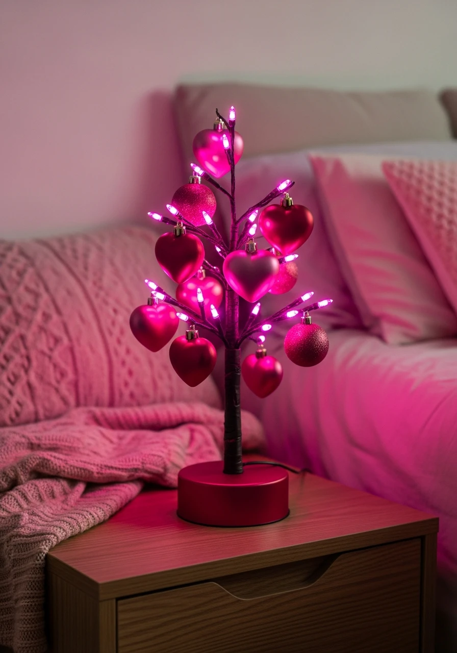 Glowing Pink LED Tree - Valentines Day Tree Ideas
