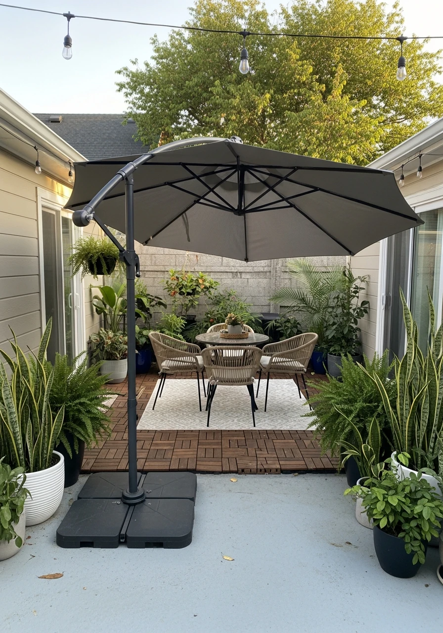 Large Outdoor Umbrella - 35 Renter-Friendly Backyard Ideas: High-End Style Without Losing Your Deposit