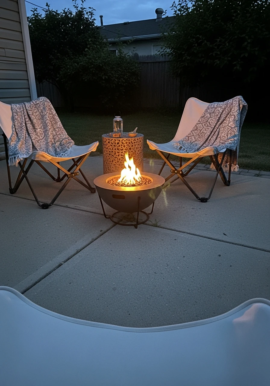 Portable Fire Bowl Lounge - 35 Renter-Friendly Backyard Ideas: High-End Style Without Losing Your Deposit