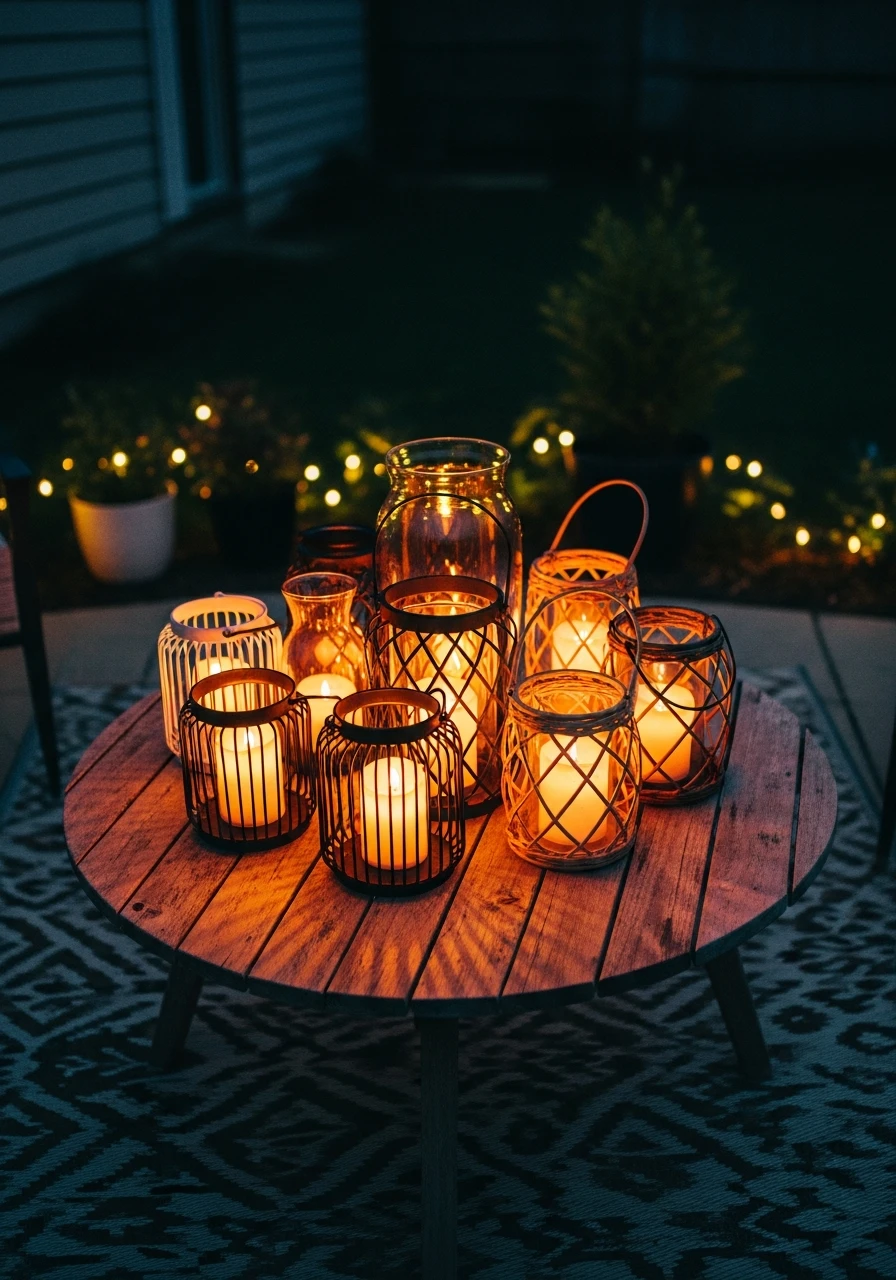 Lantern Clusters for Tables - 35 Renter-Friendly Backyard Ideas: High-End Style Without Losing Your Deposit
