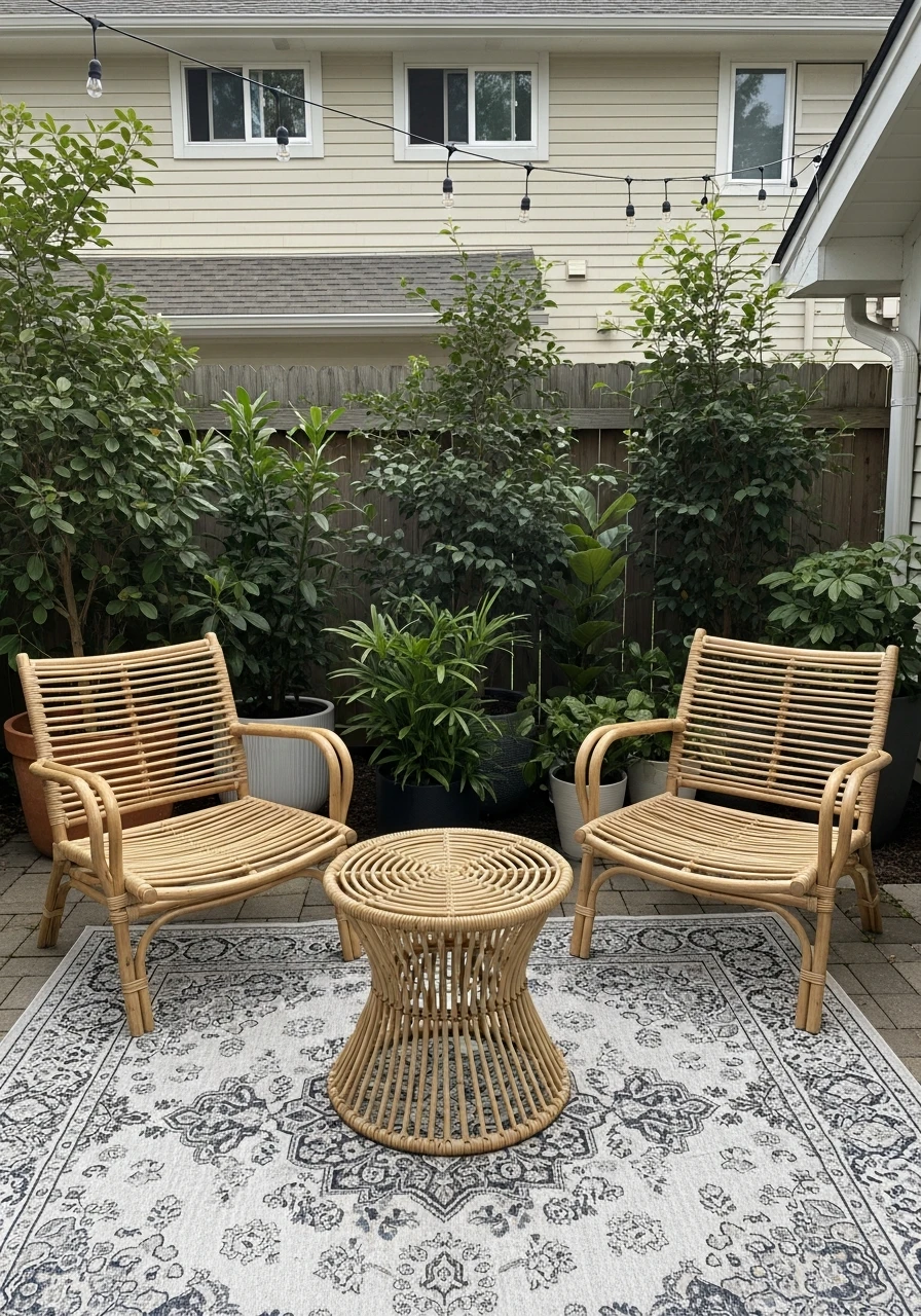 Woven or Rattan Furniture - 35 Renter-Friendly Backyard Ideas: High-End Style Without Losing Your Deposit