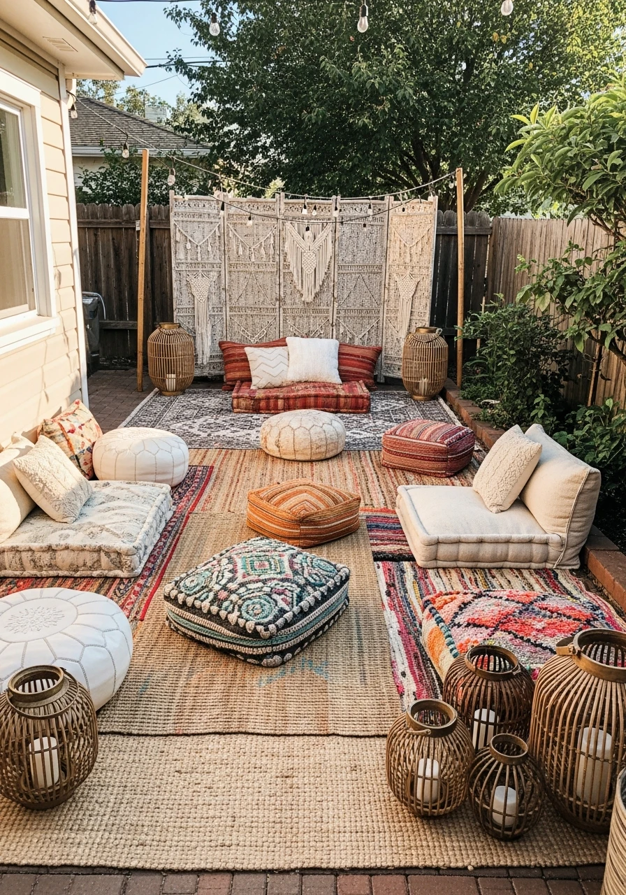 Boho-Style Patio Lounge - 35 Renter-Friendly Backyard Ideas: High-End Style Without Losing Your Deposit