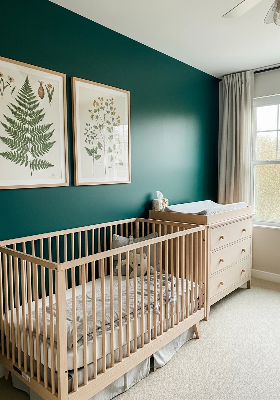 Deep Teal Green Walls - 50 Best Baby Boy Nursery Ideas for a High-End Look on a Budget