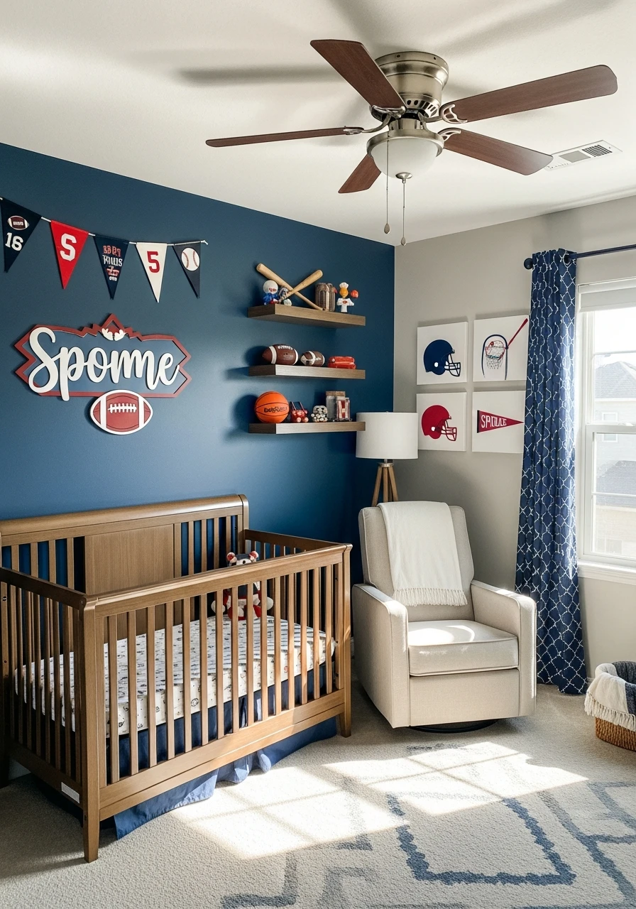 Sports Fan Nursery - 50 Best Baby Boy Nursery Ideas for a High-End Look on a Budget