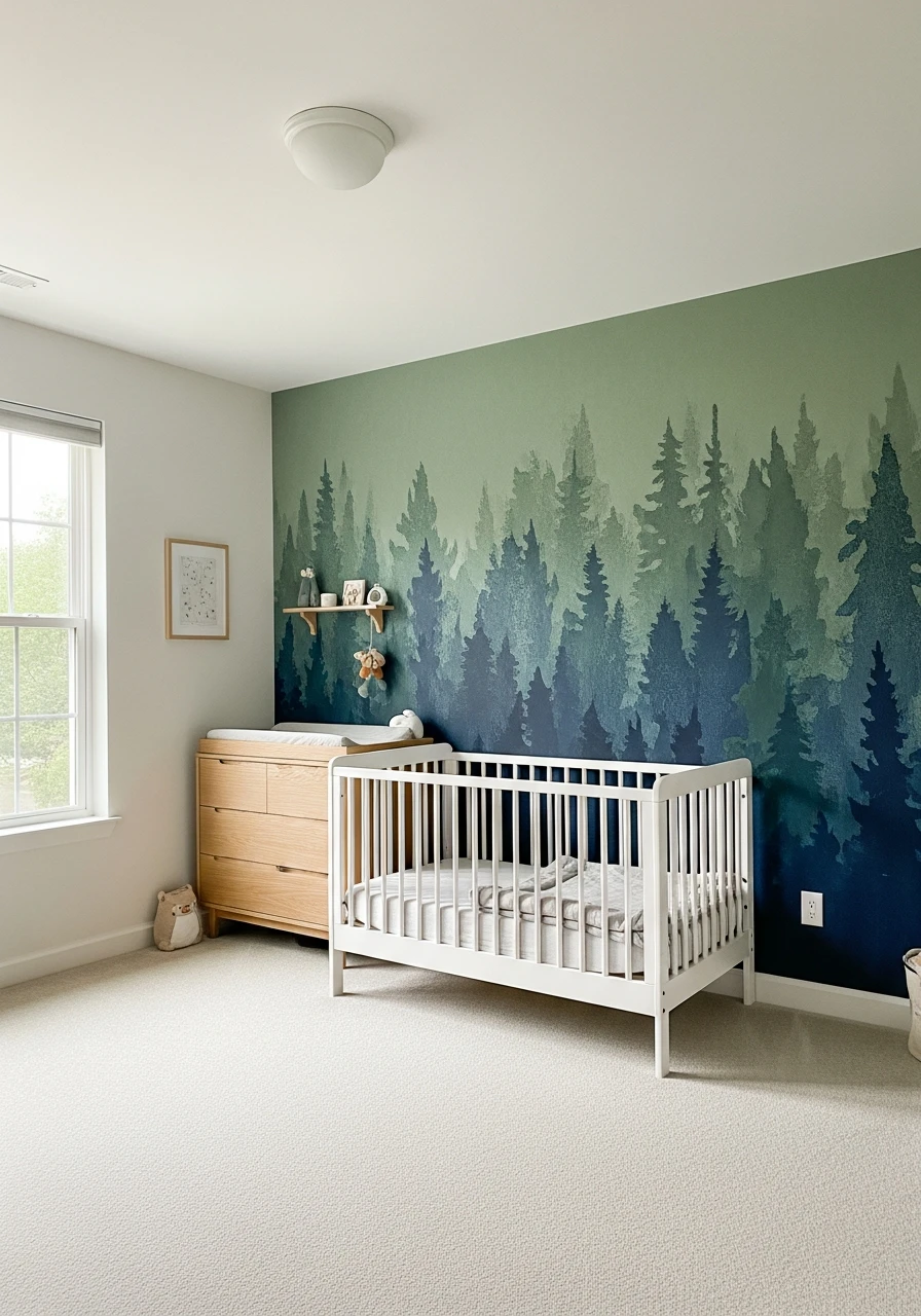 Statement Wallpaper Wall - 50 Best Baby Boy Nursery Ideas for a High-End Look on a Budget