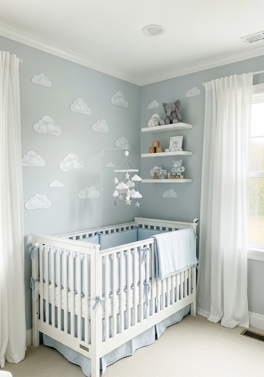 Cloud and Sky Dream - 50 Best Baby Boy Nursery Ideas for a High-End Look on a Budget