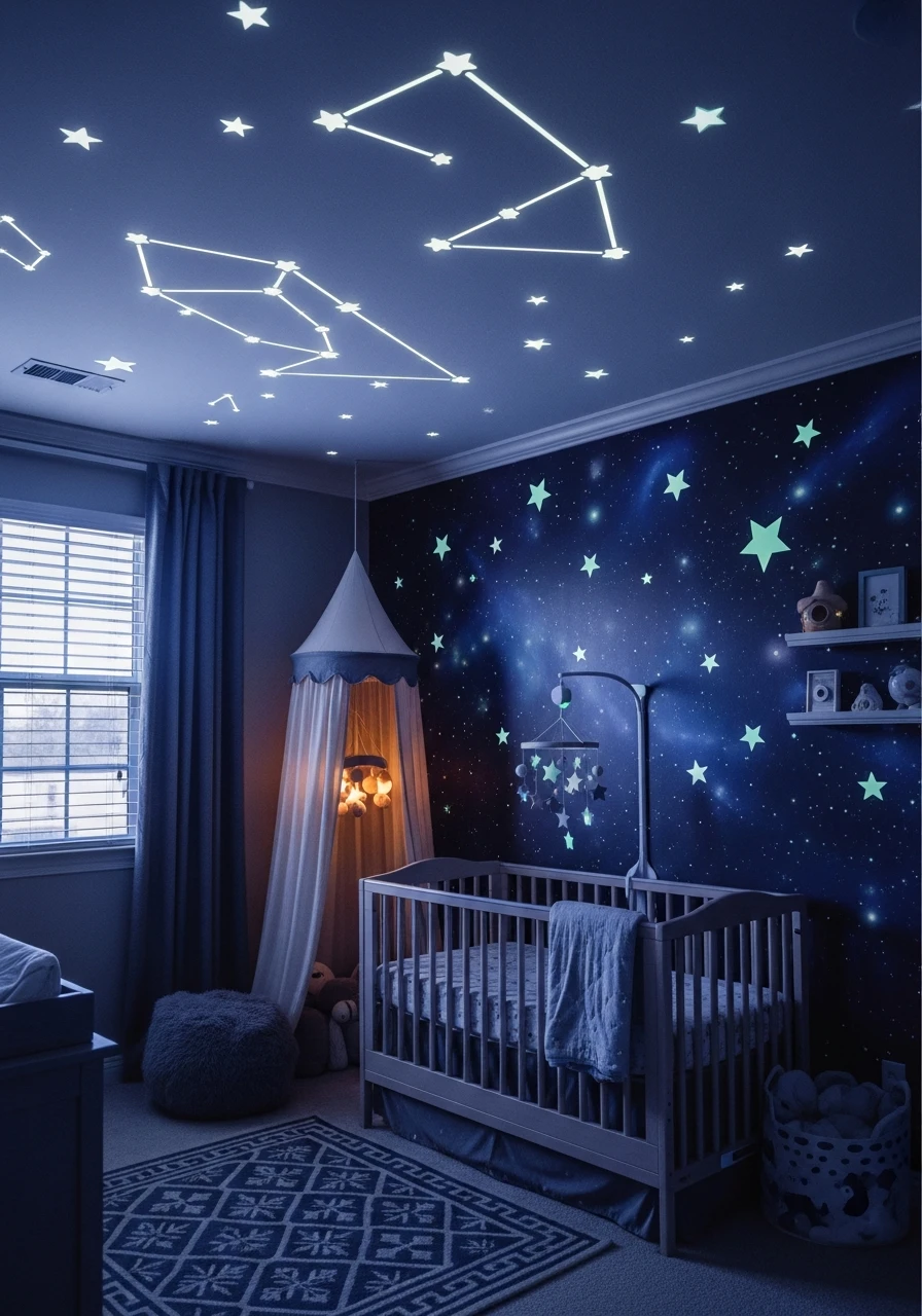 Starry Night Theme - 50 Best Baby Boy Nursery Ideas for a High-End Look on a Budget