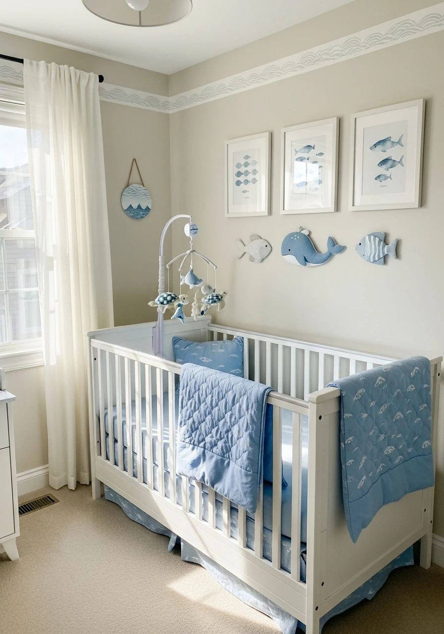 Calming Ocean Life Theme - 50 Best Baby Boy Nursery Ideas for a High-End Look on a Budget