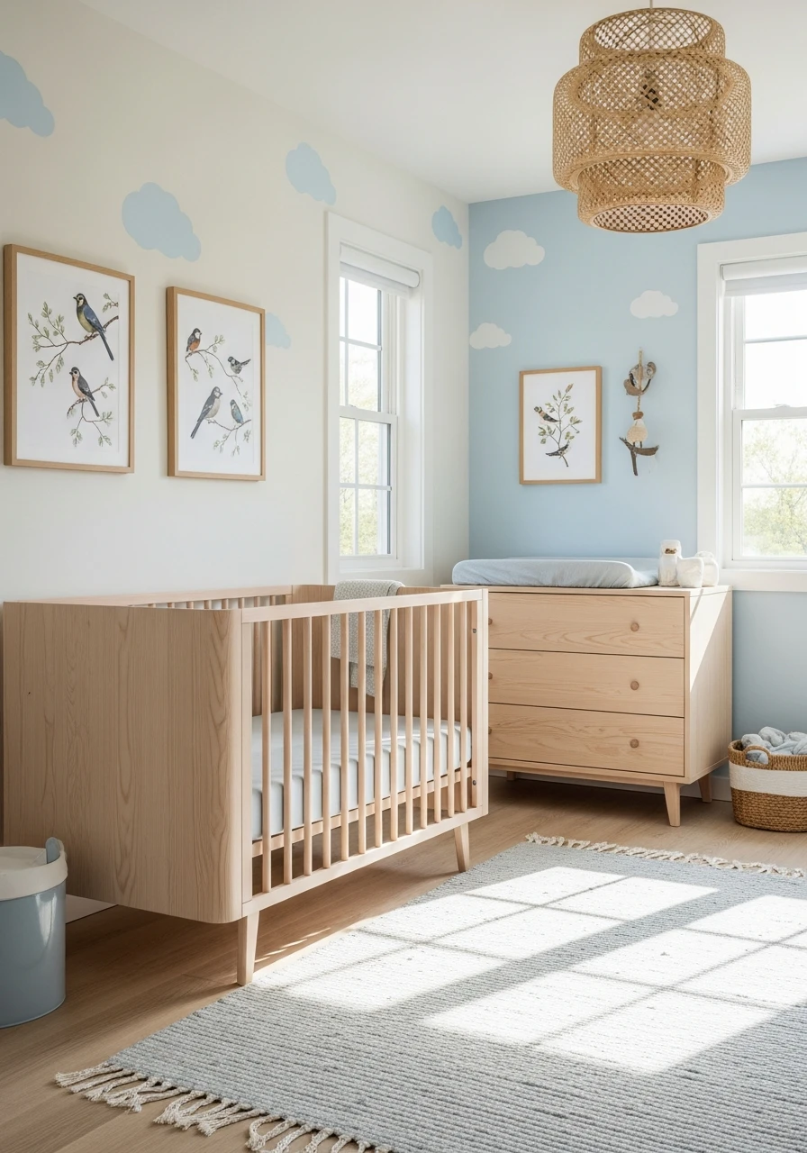 Bird and Sky Nature - 50 Best Baby Boy Nursery Ideas for a High-End Look on a Budget