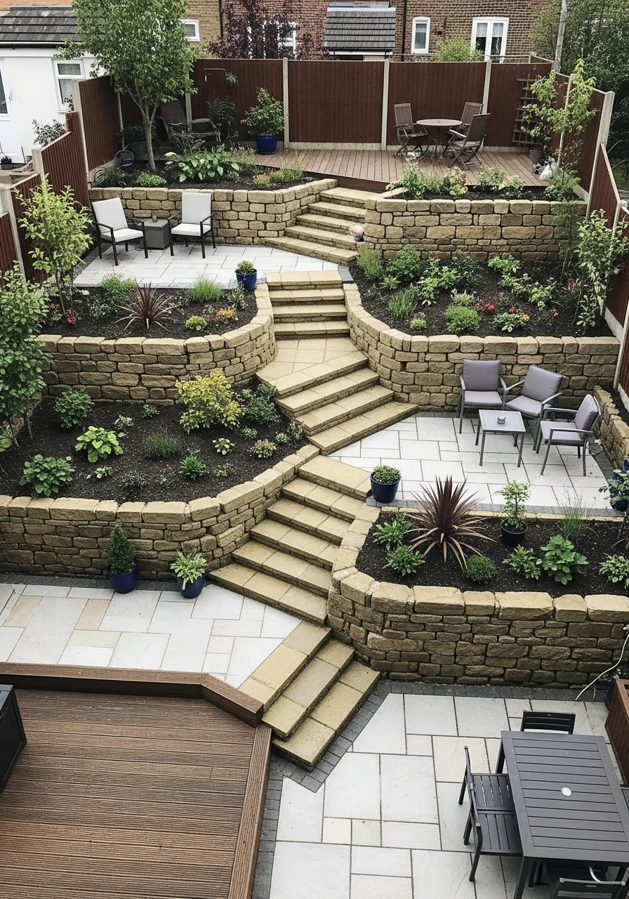 Multi-Level Terrace Backyard Garden