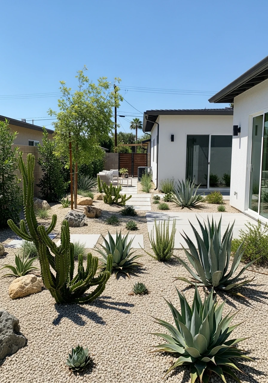 Desert Modern Backyard Garden With Succulents