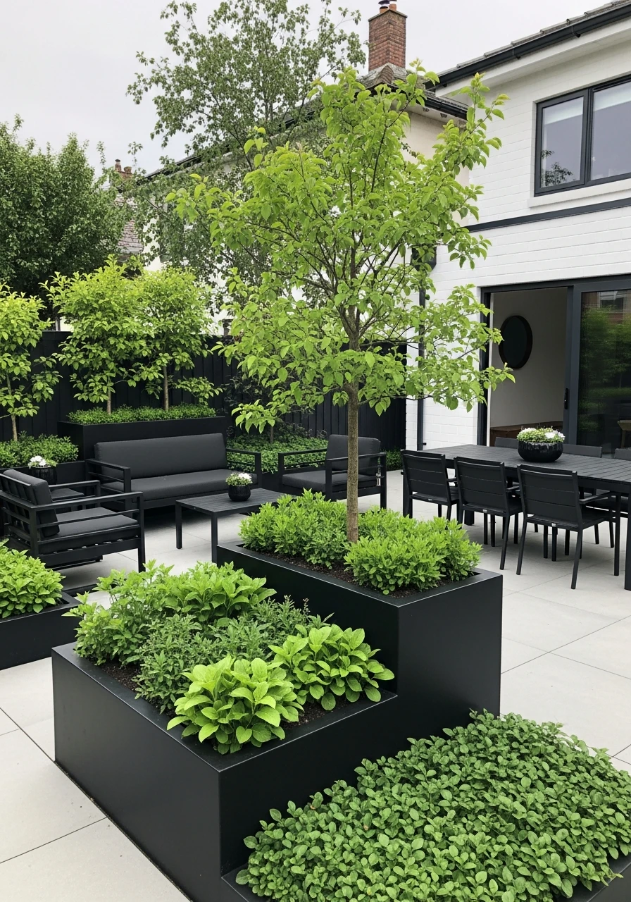 Modern Black and Green Backyard Garden Aesthetic