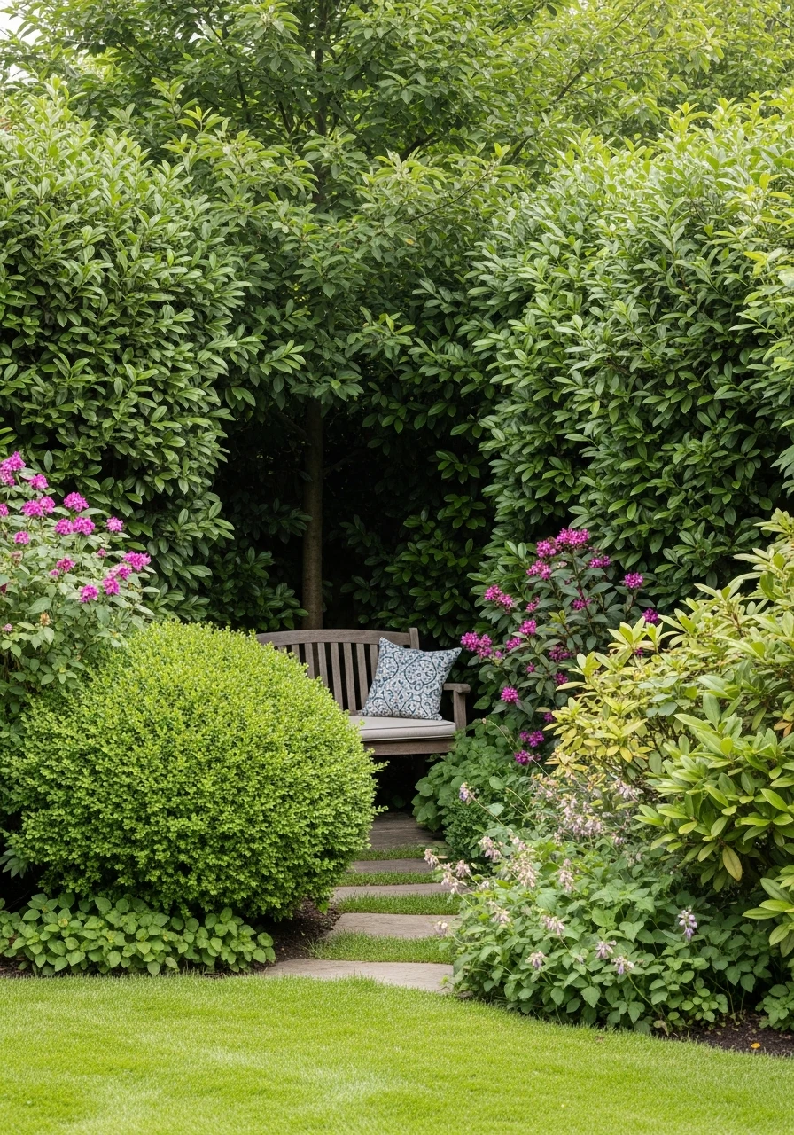Backyard Garden Reading Nook Surrounded by Plants