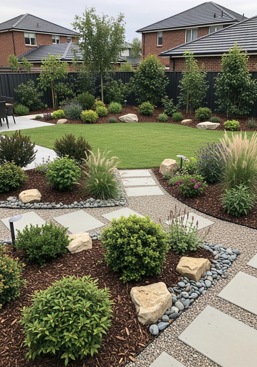 Minimal Lawn Low-Maintenance Backyard Garden