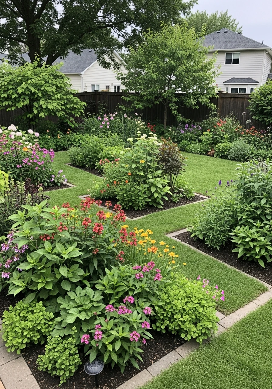 Backyard Garden With Seasonal Flower Rotation