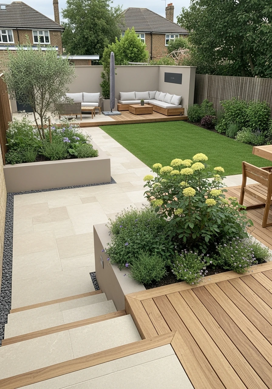 Soft Modern Backyard Garden With Neutral Palette