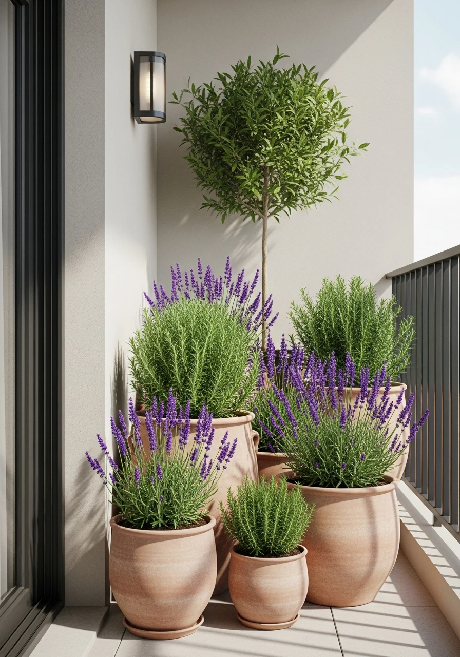 Mediterranean Style Balcony Garden