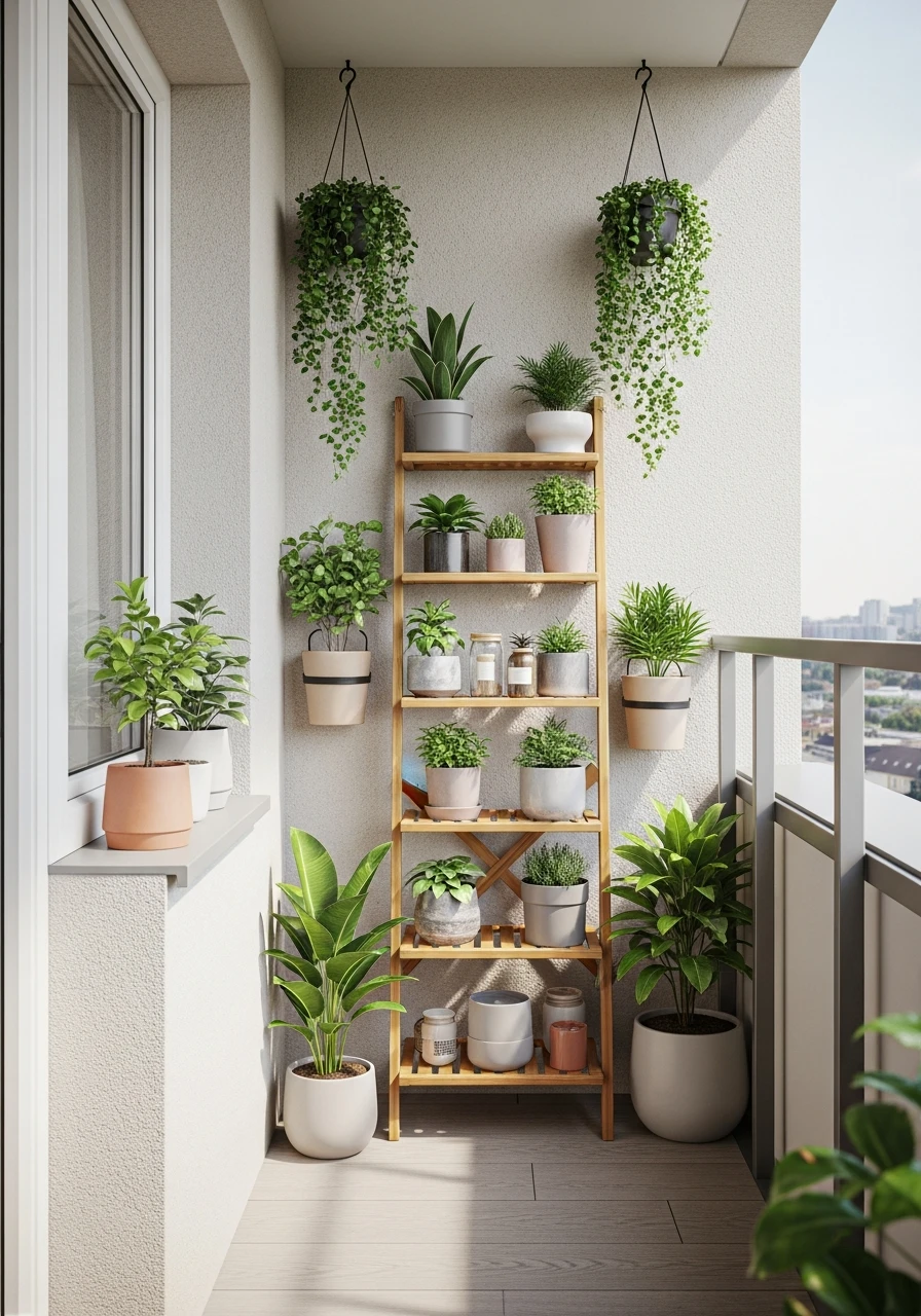 Ladder Shelf Balcony Garden