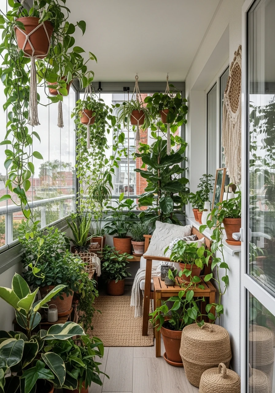 Glass-Enclosed Balcony Jungle