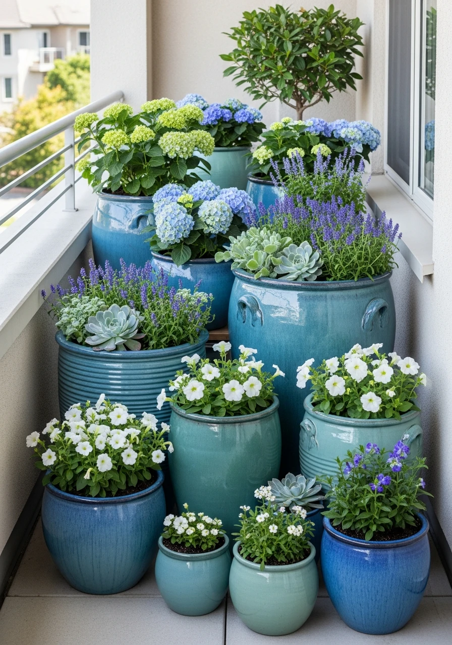 Color-Themed Balcony Garden