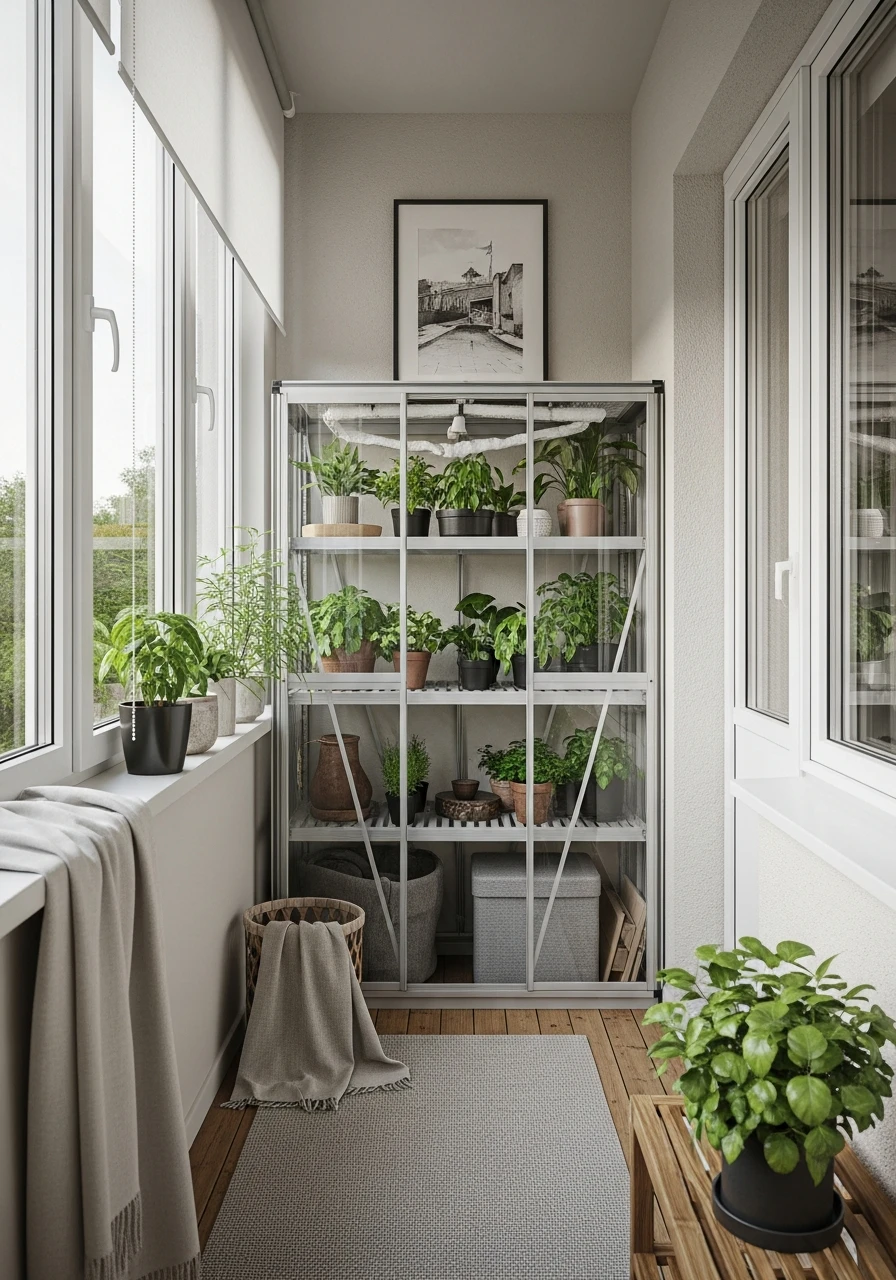 Compact Balcony Greenhouse Corner