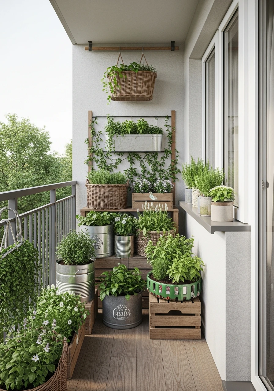 Upcycled Container Balcony Garden