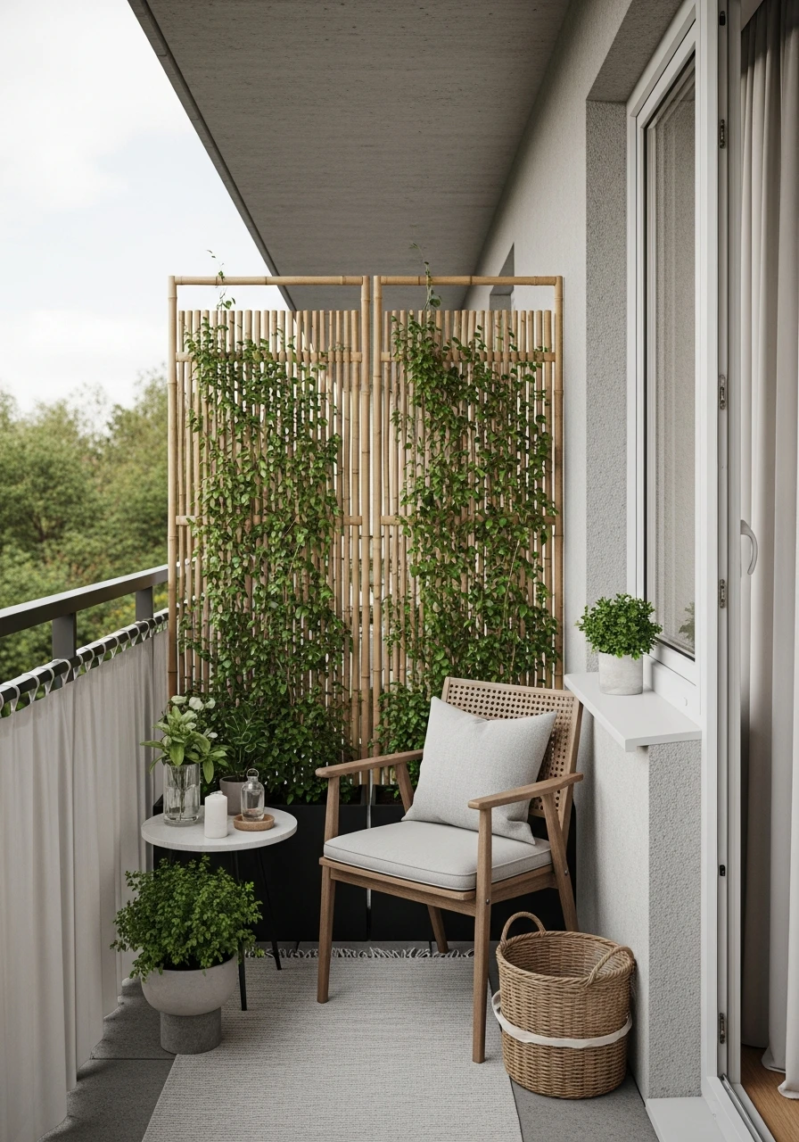 Bamboo Screen Balcony Garden