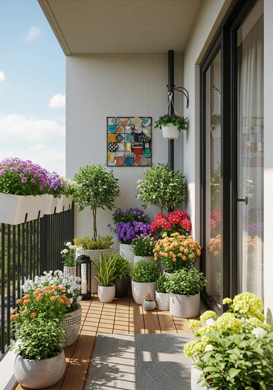 Balcony Garden with Wall Art Decor
