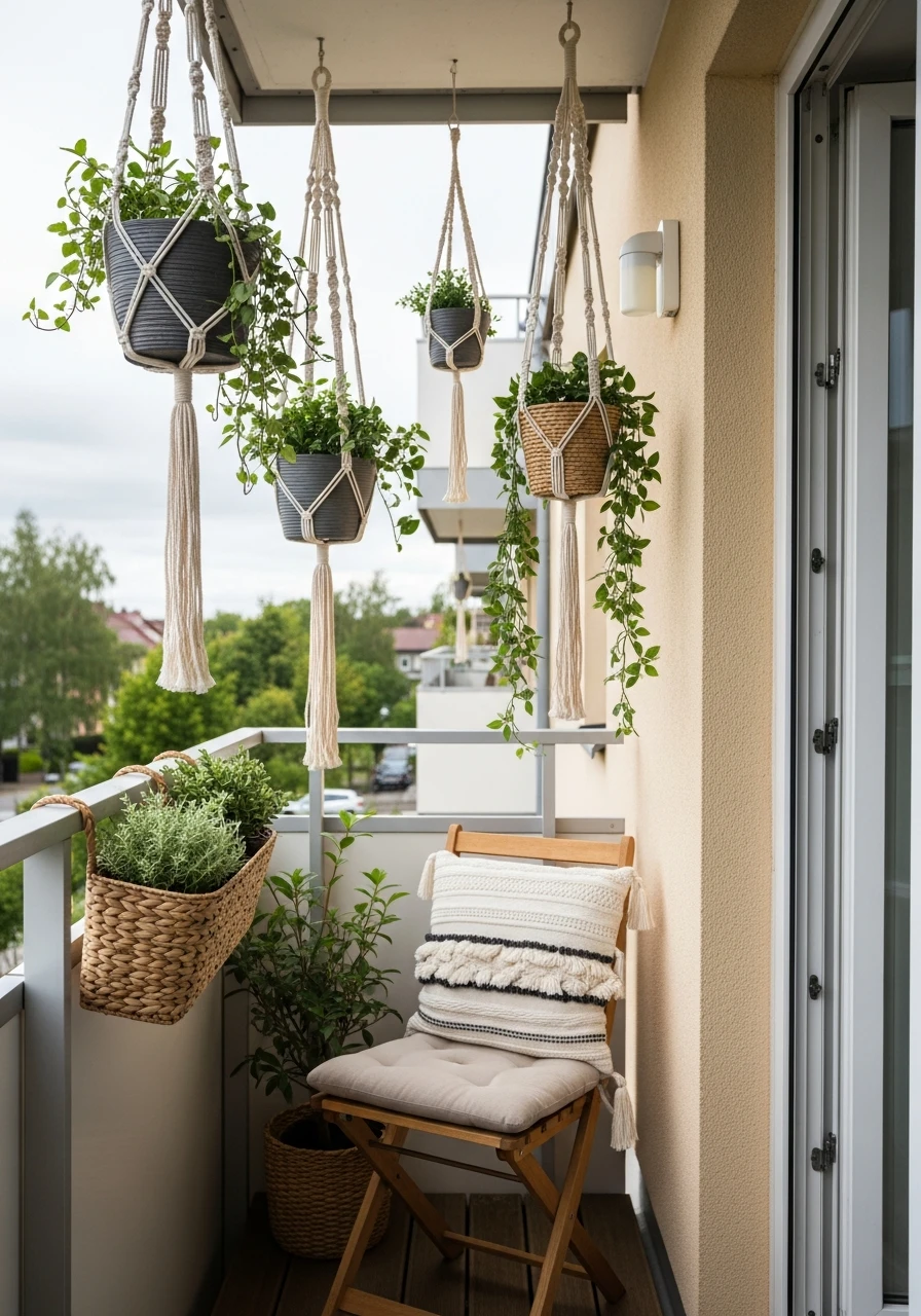 Macramé Hanging Planter Balcony Garden