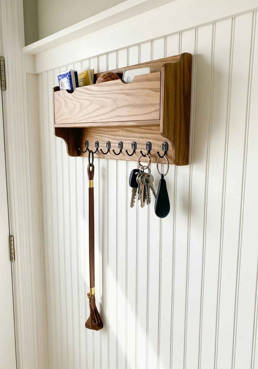 Key & Mail Organizer - 30 Budget Ideas for a Stunning Bead Board Entry Wall
