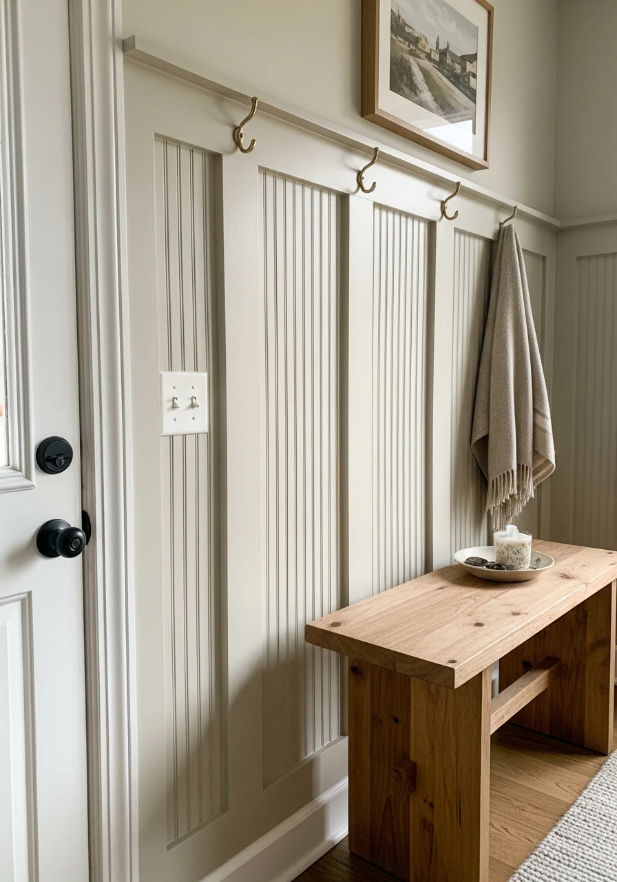 Warm Neutral Tones - 30 Budget Ideas for a Stunning Bead Board Entry Wall