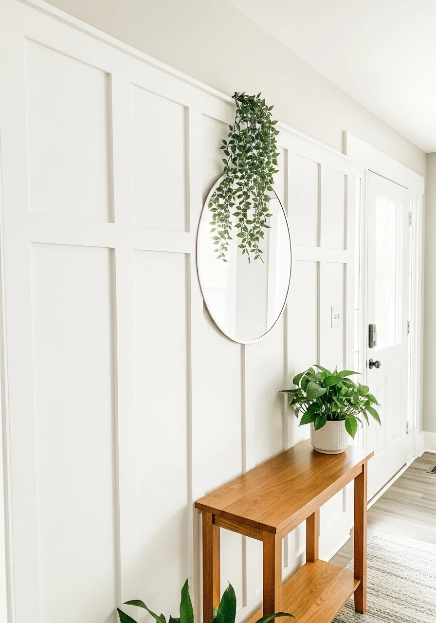 Add Greenery - 30 Budget Ideas for a Stunning Bead Board Entry Wall