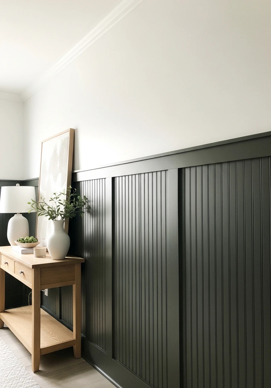 Dark Beadboard Drama - 30 Budget Ideas for a Stunning Bead Board Entry Wall