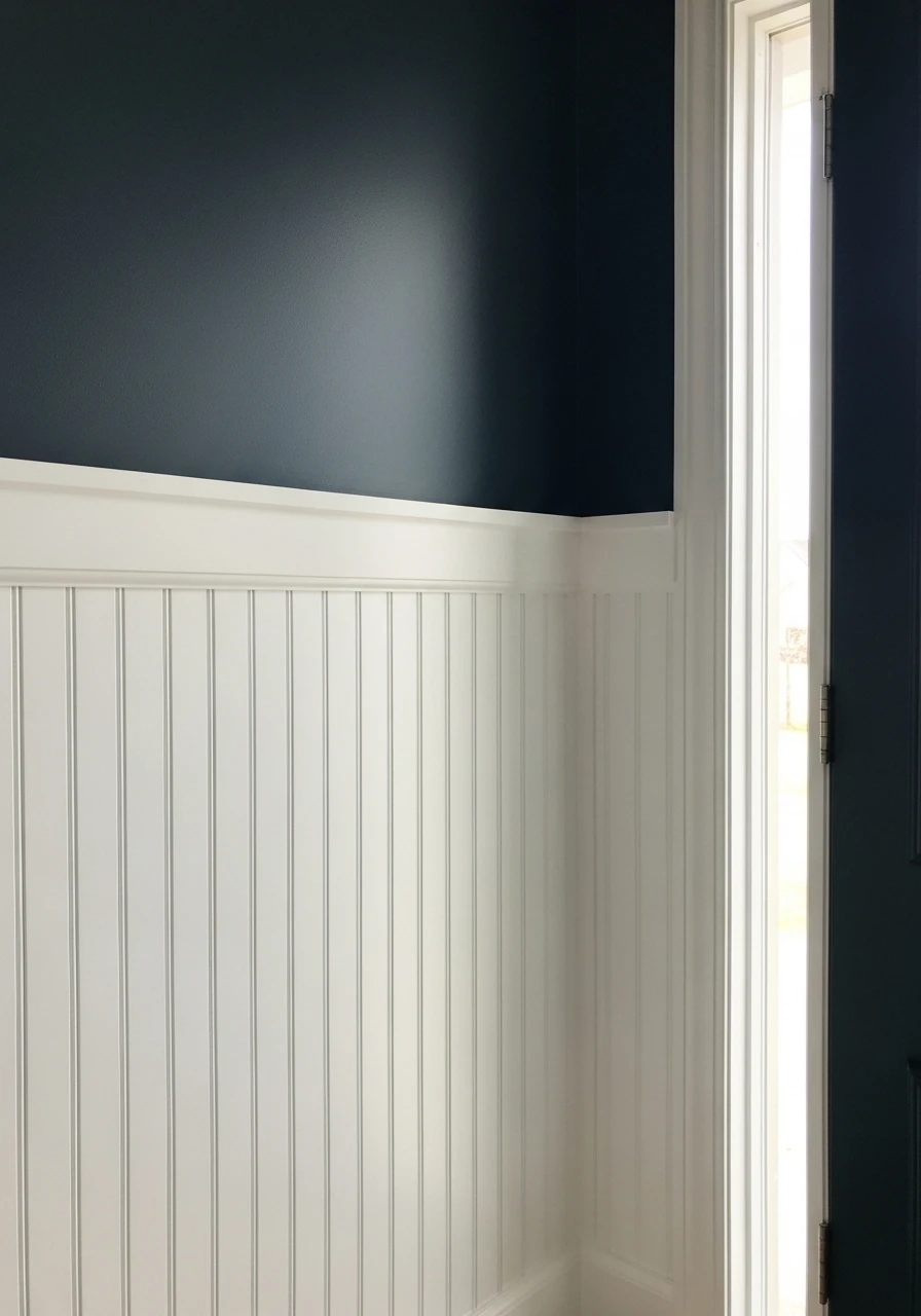 Dark Paint Contrast - 30 Budget Ideas for a Stunning Bead Board Entry Wall