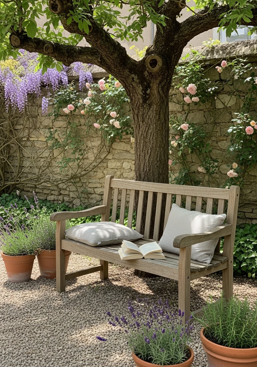 Rustic Wood Garden Bench - 50 Budget European Backyard Ideas That Look High-End