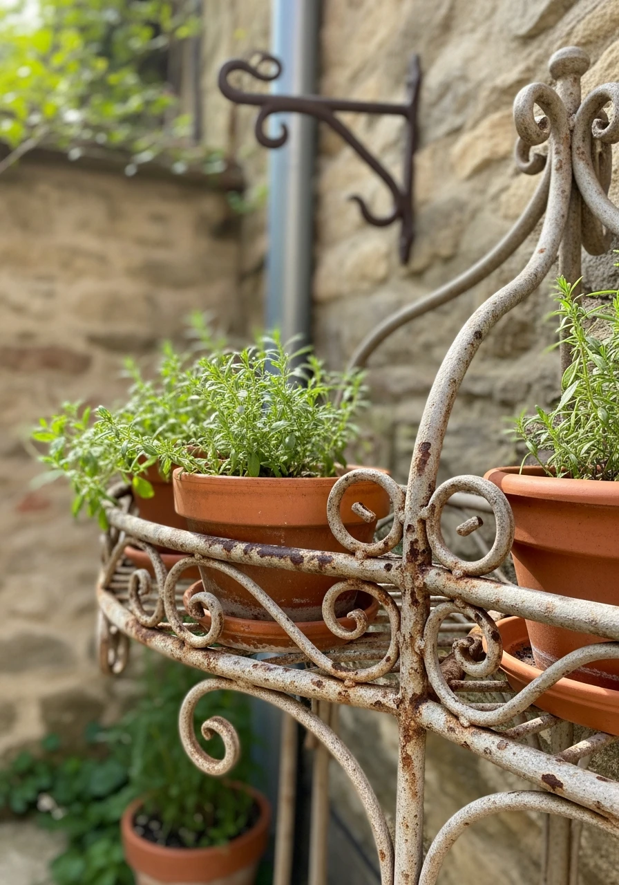 Use Aged Metal Accents - 50 Budget European Backyard Ideas That Look High-End