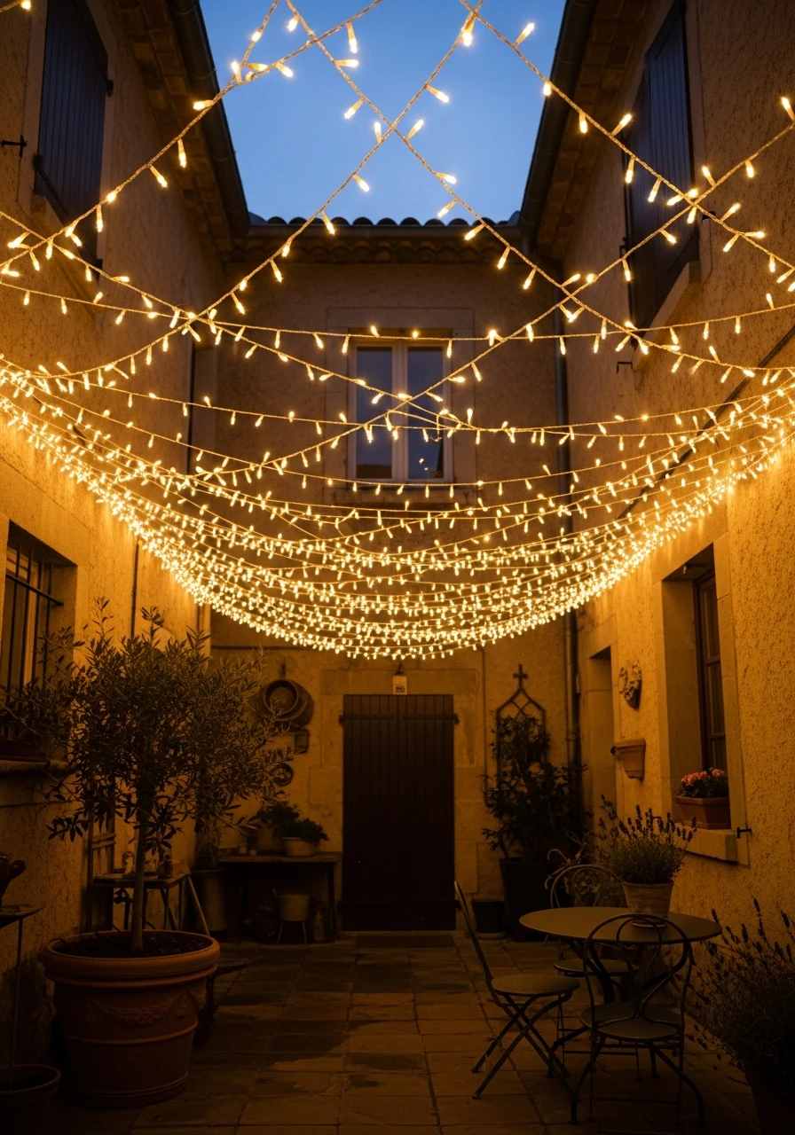 Hang Warm String Lights - 50 Budget European Backyard Ideas That Look High-End