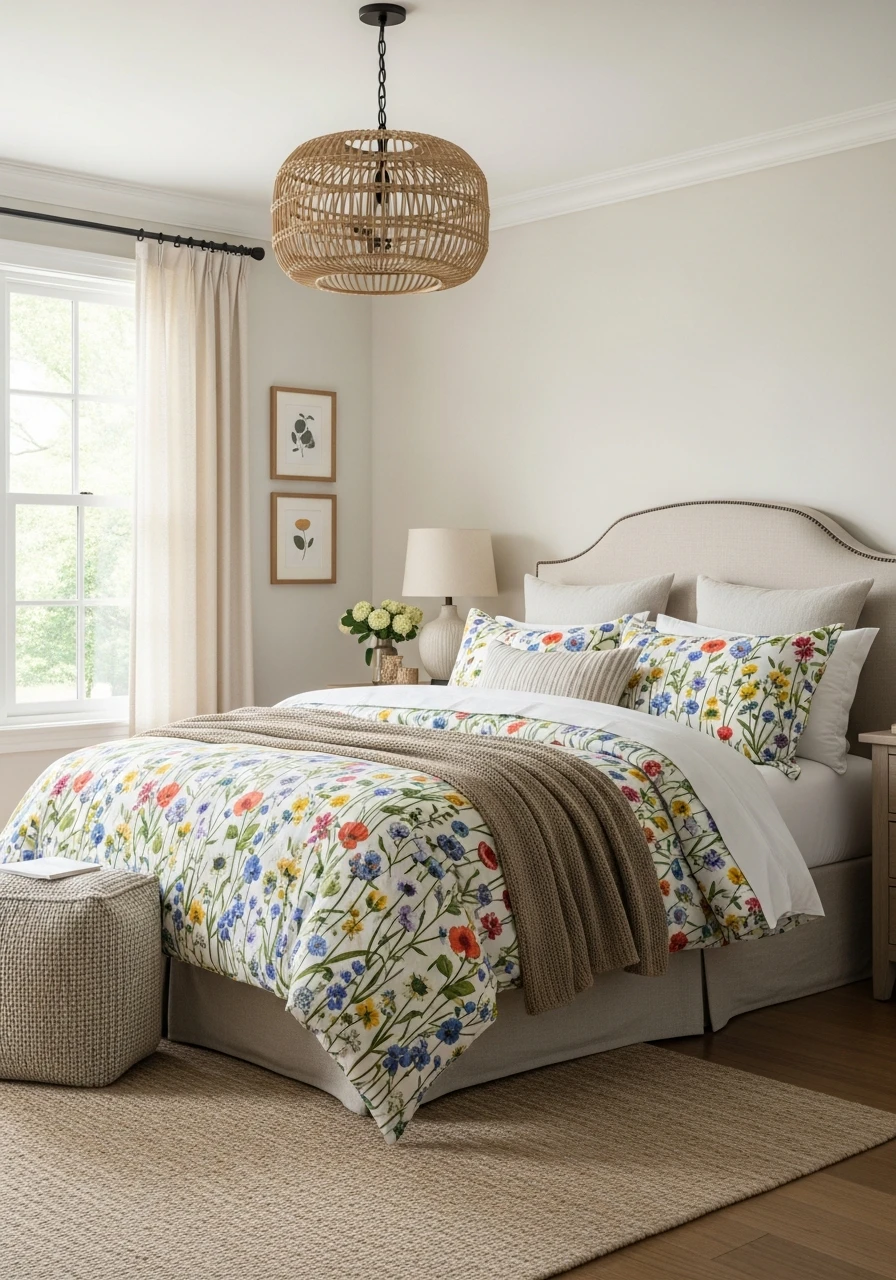 Wildflower Floral Bedding With Rustic Cottage Feel